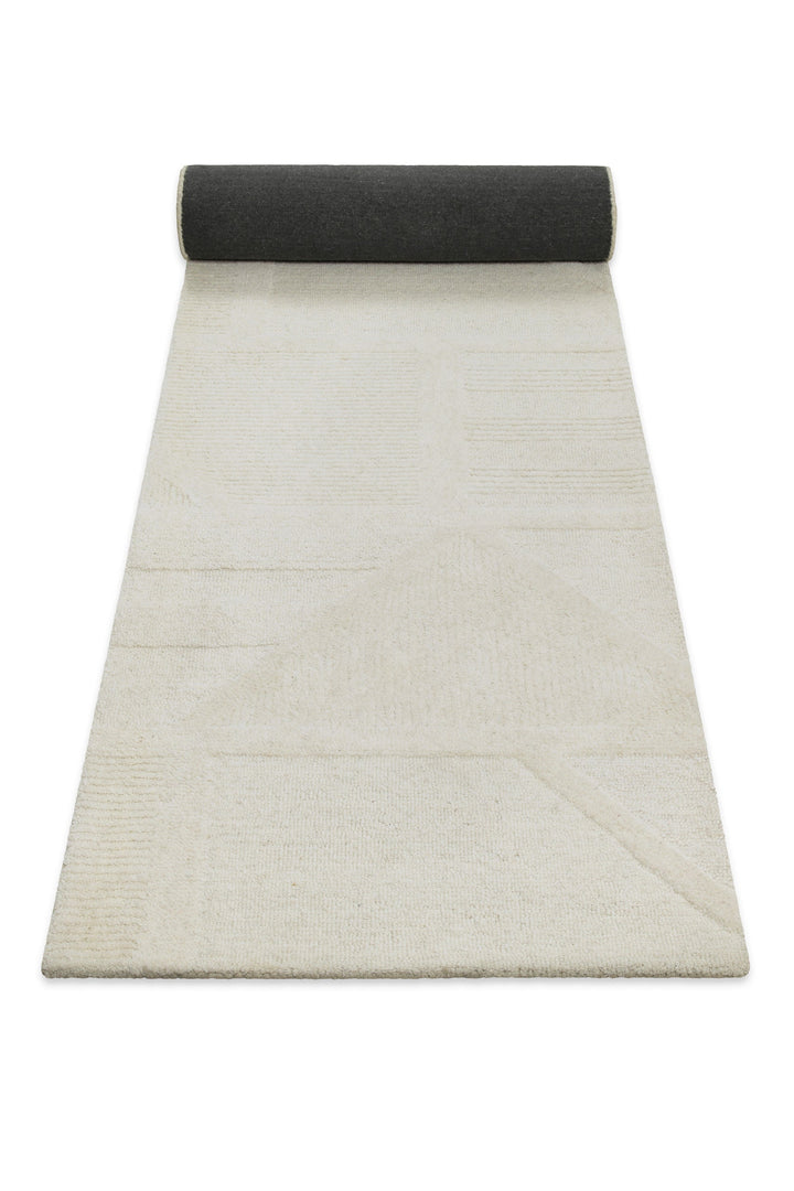 Kurzflor Teppich Creme Weiß aus Schurwolle "Hamptons FIFTEEN" WECONhome