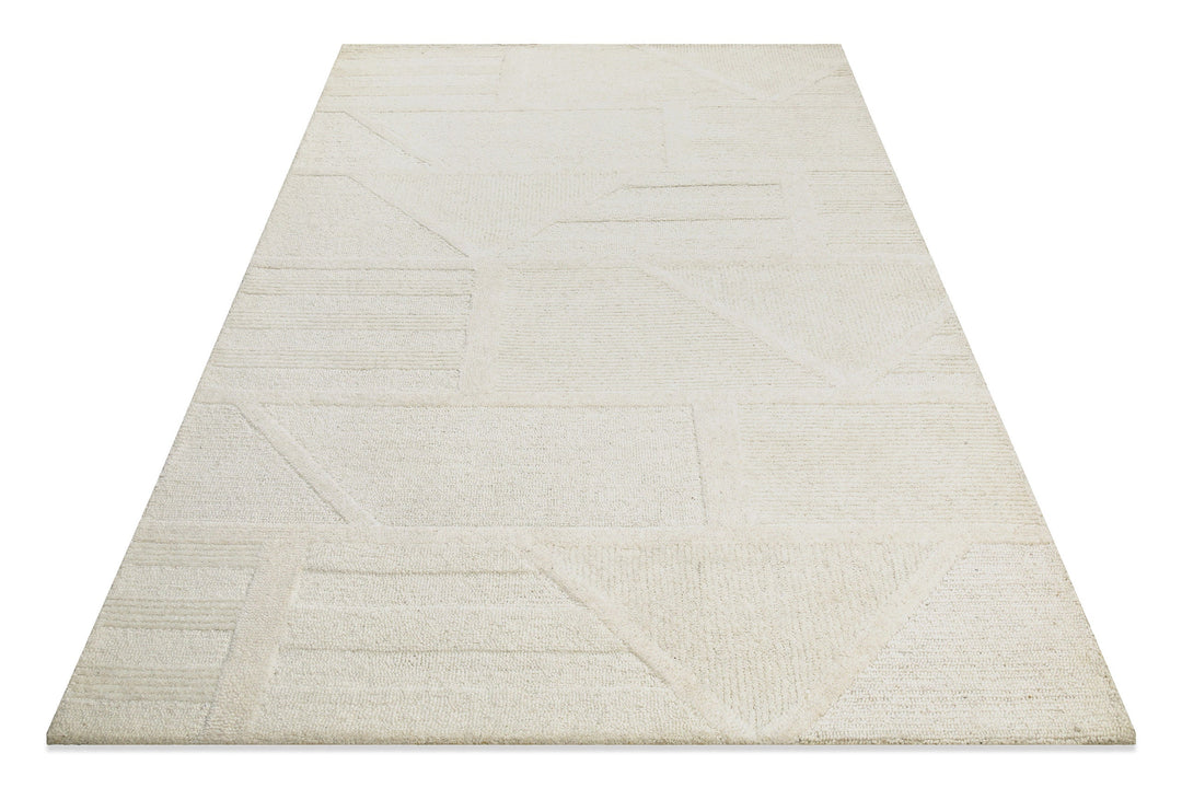 Kurzflor Teppich Creme Weiß aus Schurwolle "Hamptons FIFTEEN" WECONhome
