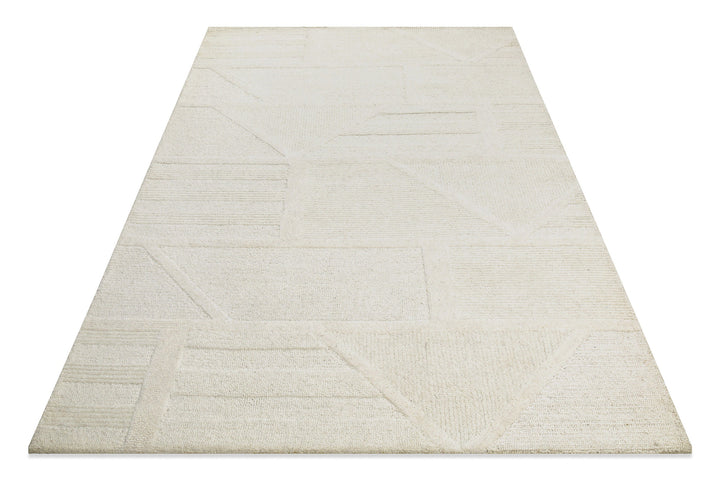 Kurzflor Teppich Creme Weiß aus Schurwolle "Hamptons FIFTEEN" WECONhome