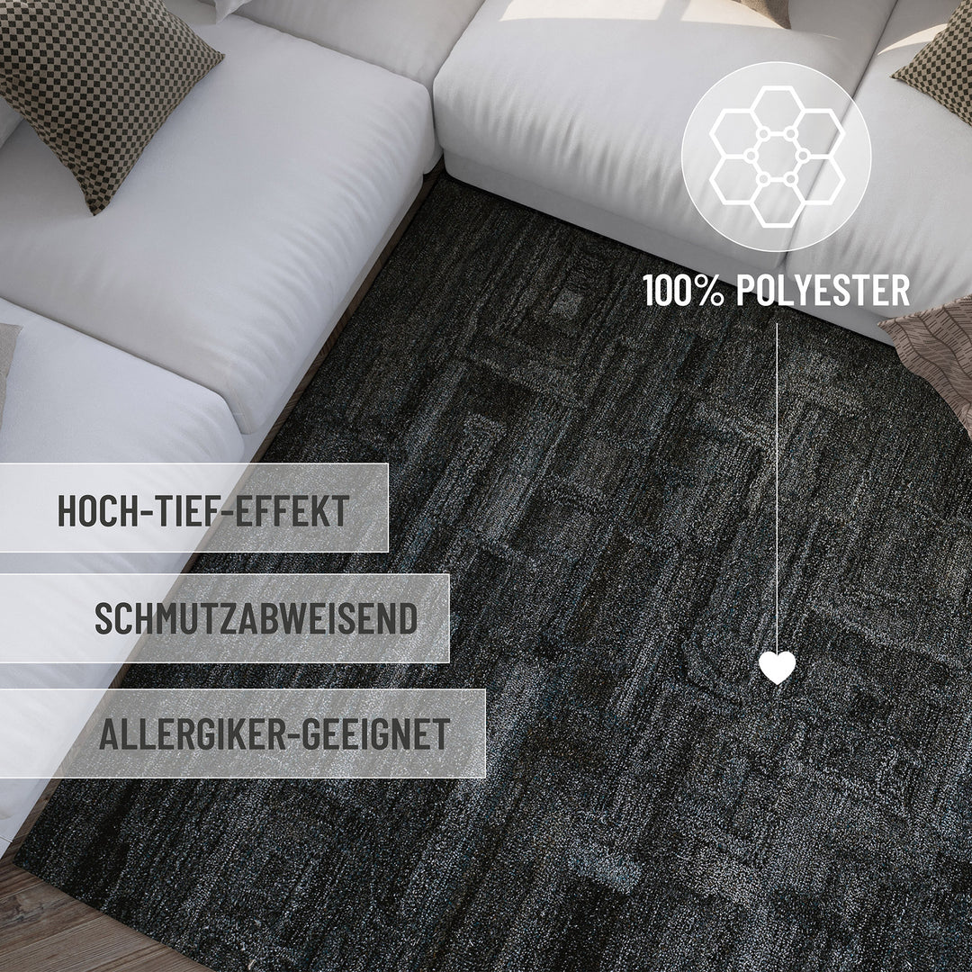 Vergrößertes Randdetail des Hamptons FORTYTWO Teppichs mit hochwertigem und gleichmäßigem Abschluss.