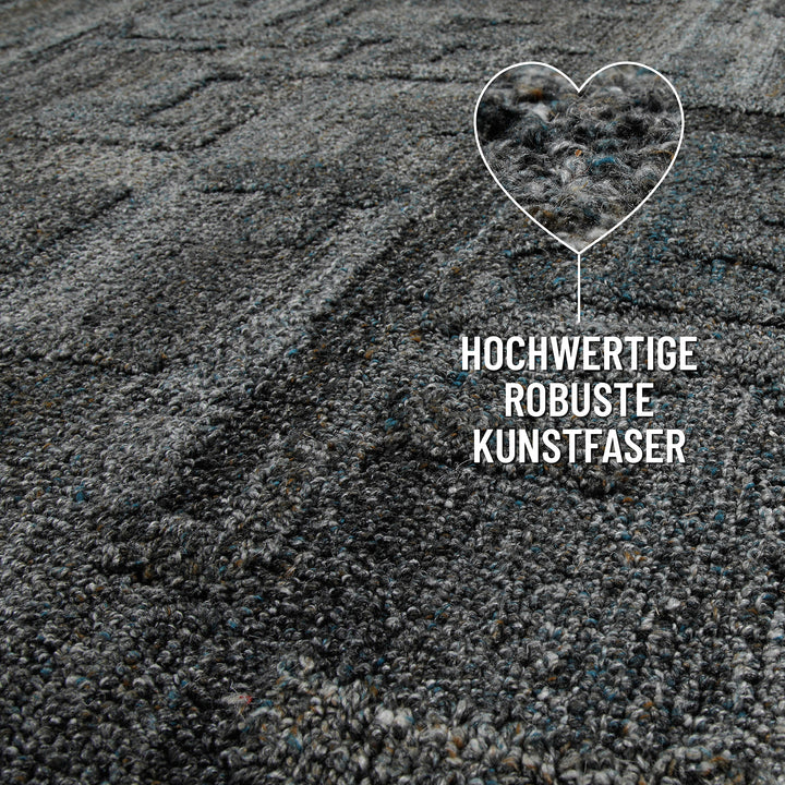 Detailbild der seitlichen Kante des Hamptons FORTYTWO Wohnteppichs mit präziser Nahtführung.