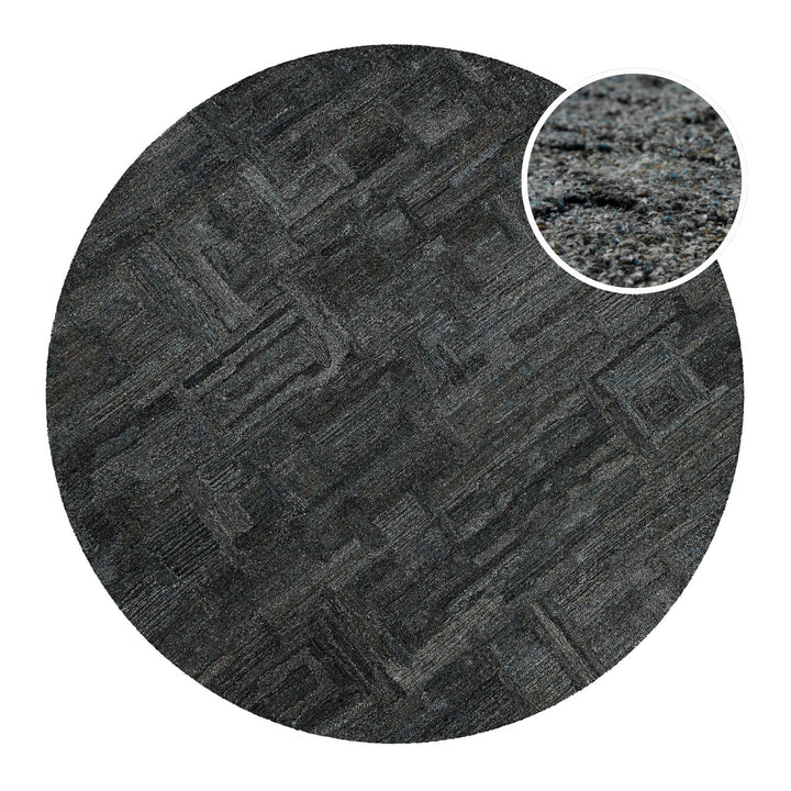 Kurzflor Teppich Rund Blau Grau "Hamptons FORTYTWO" WECONhome