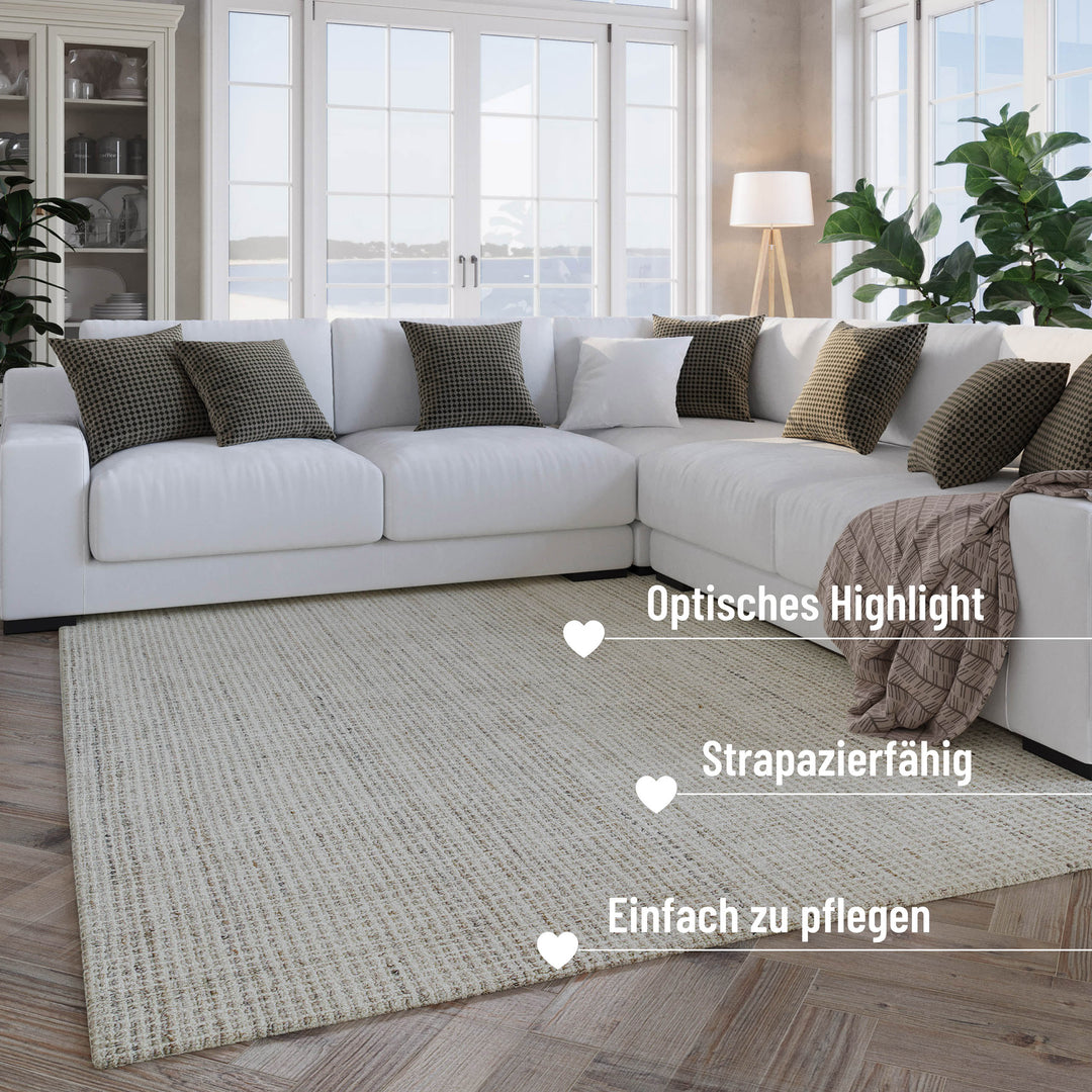 Kurzflor Teppich Greige meliert "Hamptons FOURTEEN" WECONhome