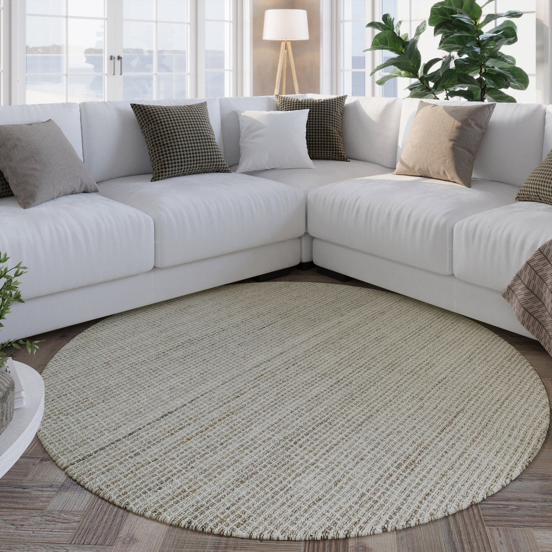 Kurzflor Teppich Rund Greige meliert "Hamptons FOURTEEN" WECONhome