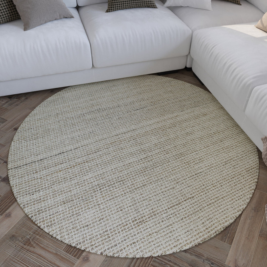 Kurzflor Teppich Rund Greige meliert "Hamptons FOURTEEN" WECONhome