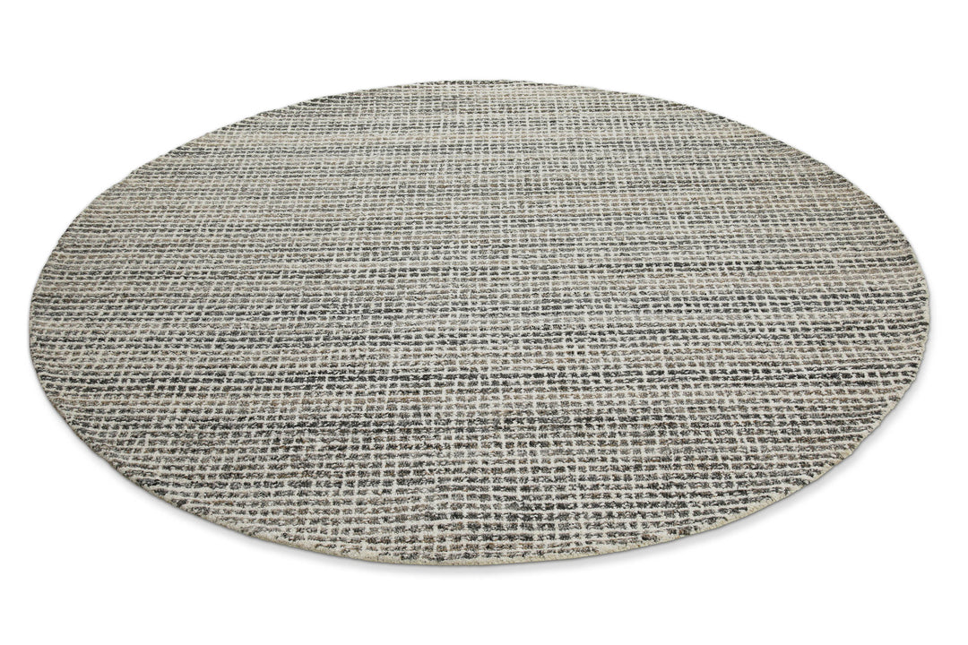 Kurzflor Teppich Rund Grau Braun meliert "Hamptons FOURTEEN" WECONhome