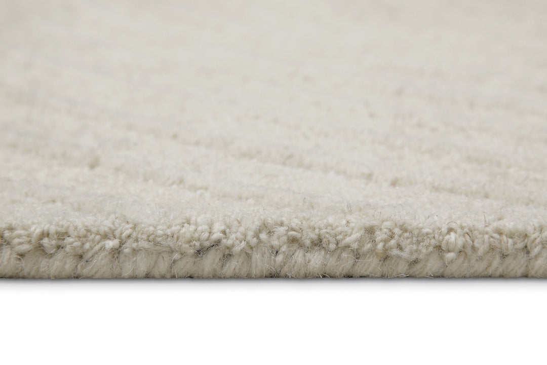 Kurzflor Teppich Creme Weiß aus Schurwolle "Hamptons NINETEEN" WECONhome