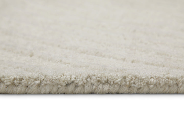 Kurzflor Teppich Creme Weiß aus Schurwolle "Hamptons NINETEEN" WECONhome