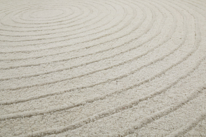Kurzflor Teppich Rund Creme Weiß aus Schurwolle "Hamptons NINETEEN" WECONhome
