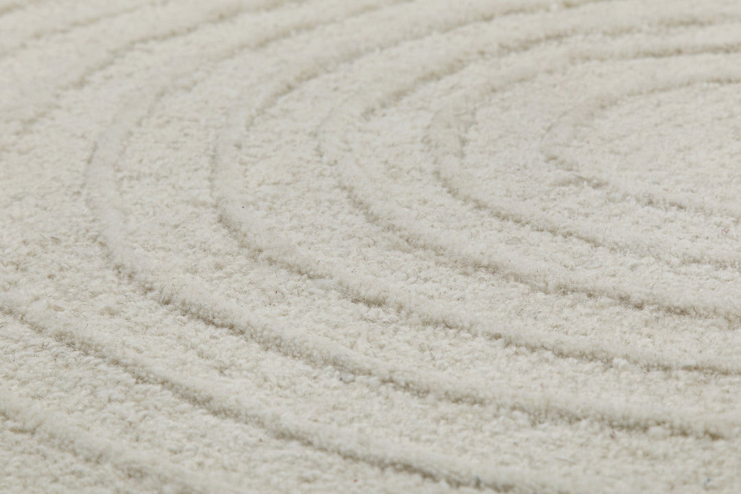 Kurzflor Teppich Rund Creme Weiß aus Schurwolle "Hamptons NINETEEN" WECONhome