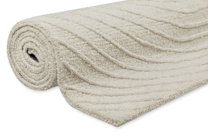 Kurzflor Teppich Creme Weiß aus Schurwolle "Hamptons NINETEEN" WECONhome