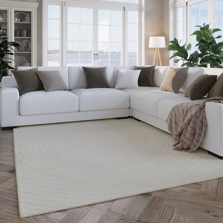 Kurzflor Teppich Creme Weiß aus Schurwolle "Hamptons NINETEEN" WECONhome
