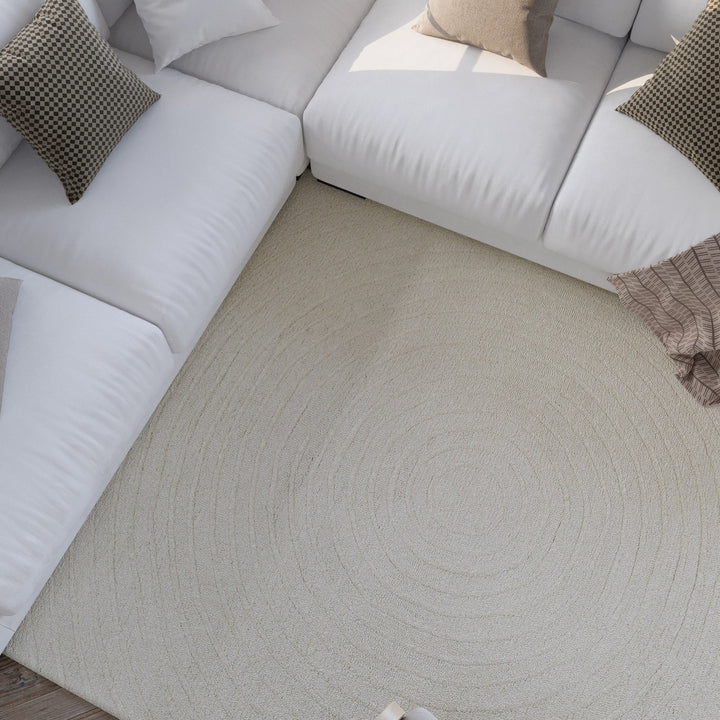 Kurzflor Teppich Creme Weiß aus Schurwolle "Hamptons NINETEEN" WECONhome