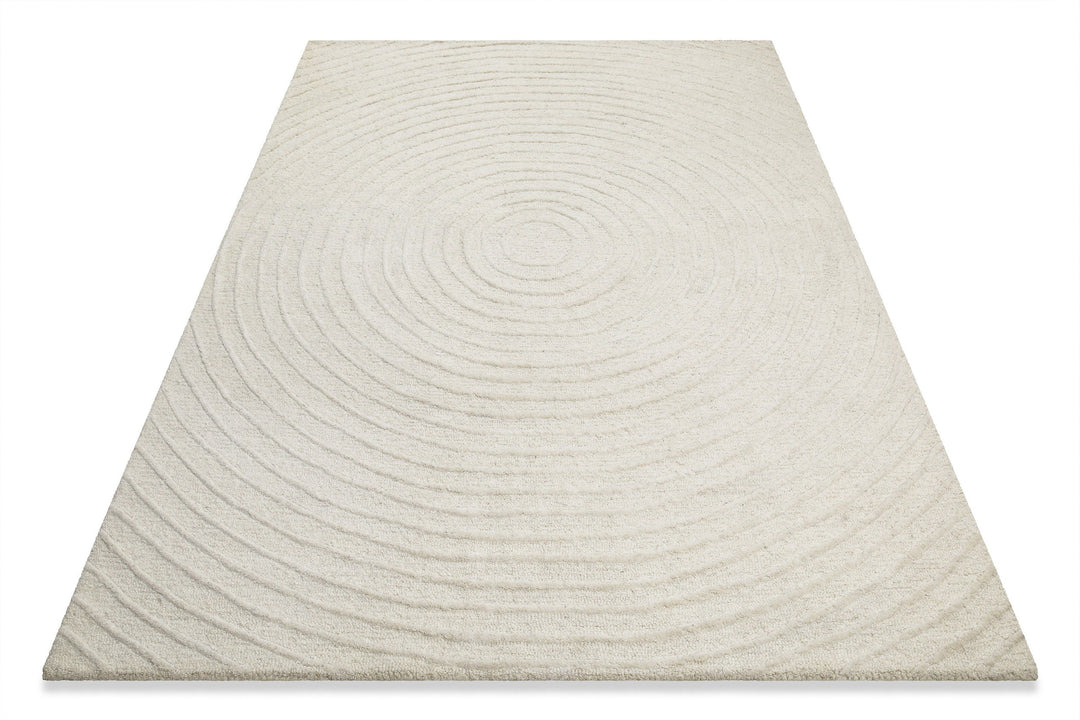 Kurzflor Teppich Creme Weiß aus Schurwolle "Hamptons NINETEEN" WECONhome