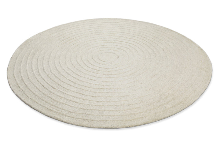 Kurzflor Teppich Rund Creme Weiß aus Schurwolle "Hamptons NINETEEN" WECONhome