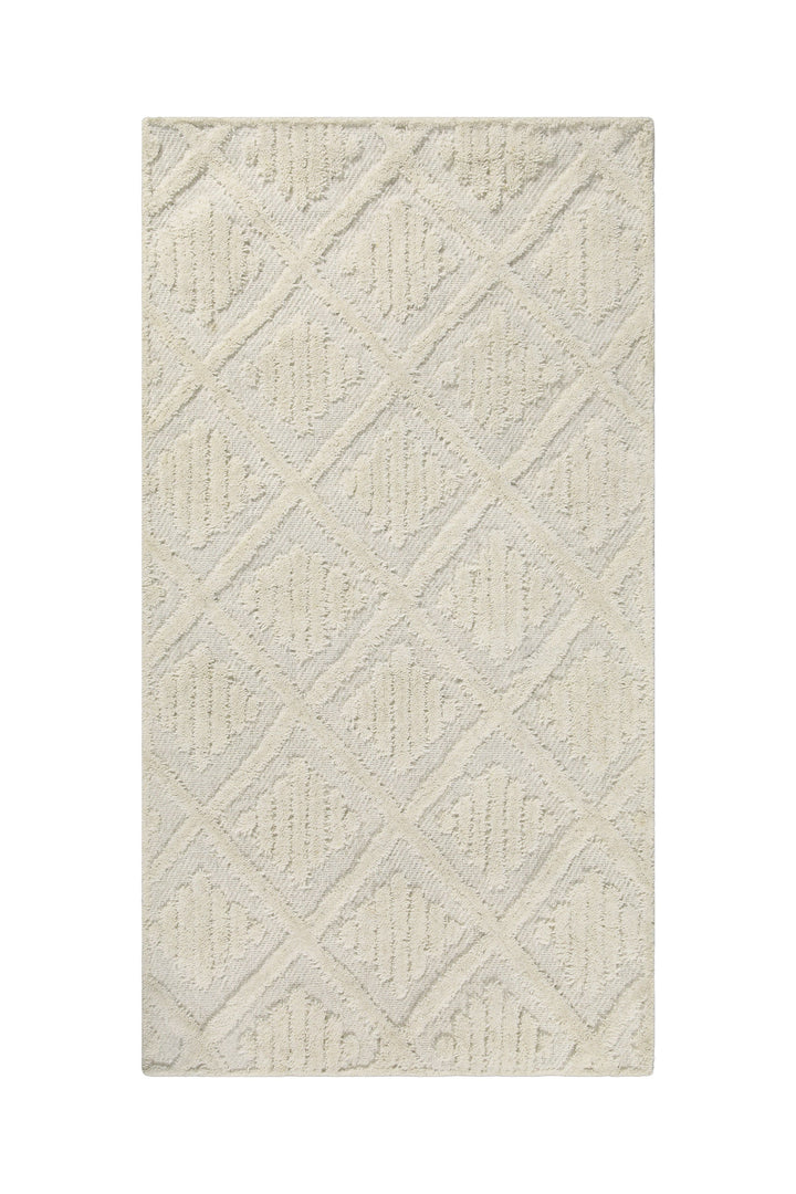 Kurzflor Teppich Creme Weiß aus Schurwolle "Hamptons SEVENTEEN" WECONhome