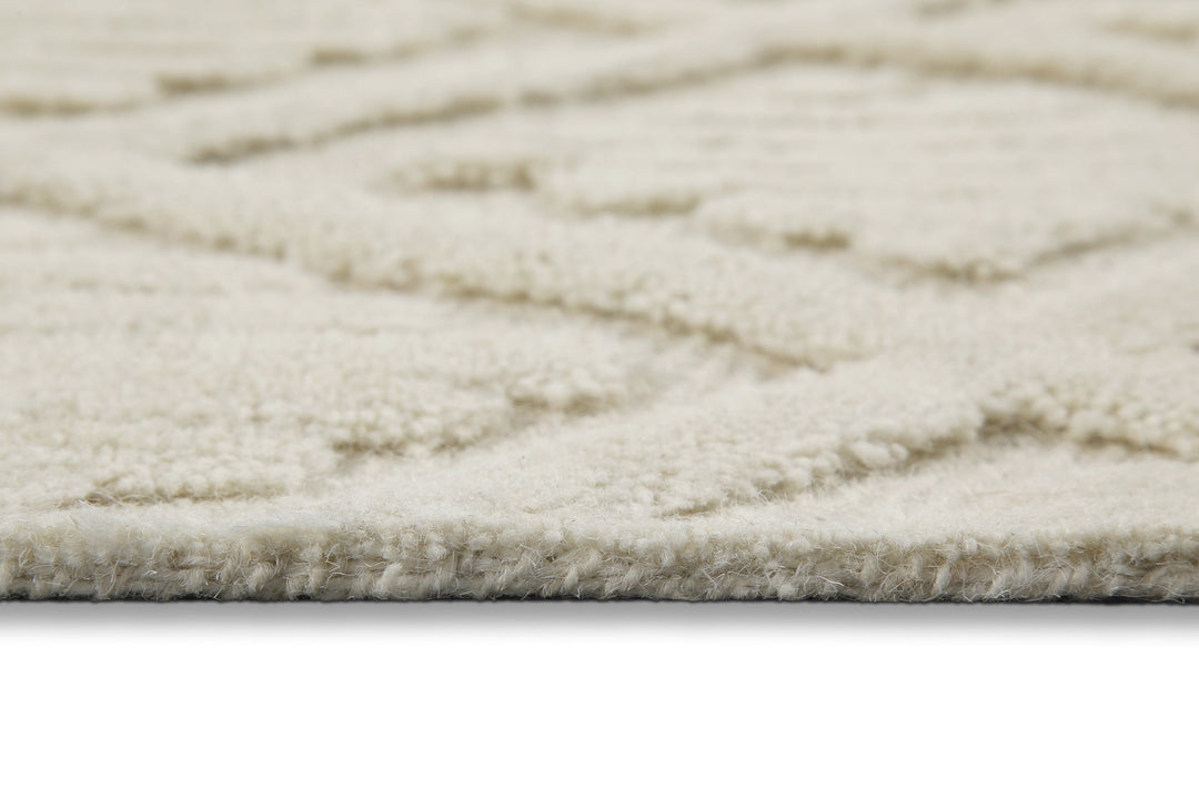 Kurzflor Teppich Creme Weiß aus Schurwolle "Hamptons SEVENTEEN" WECONhome