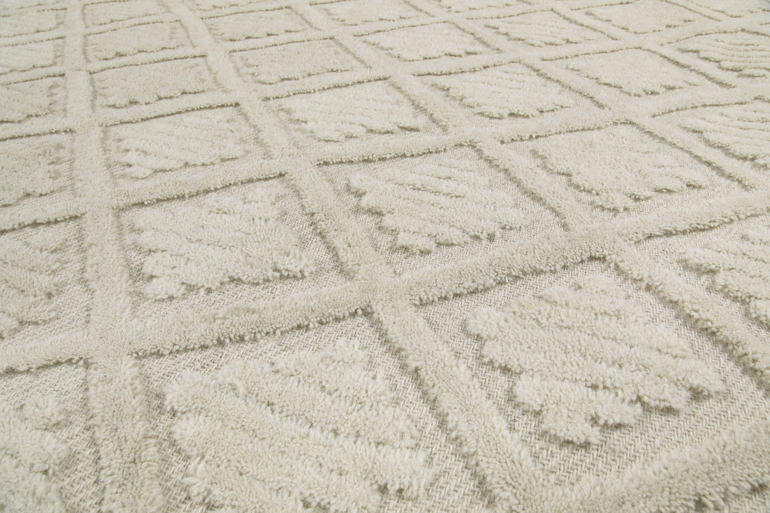 Kurzflor Teppich Creme Weiß aus Schurwolle "Hamptons SEVENTEEN" WECONhome