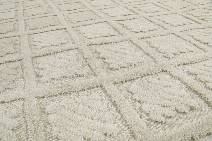Kurzflor Teppich Rund Creme Weiß aus Schurwolle "Hamptons SEVENTEEN" WECONhome
