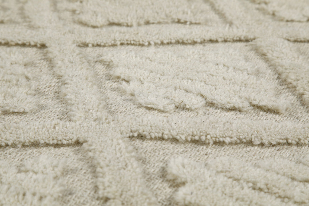 Kurzflor Teppich Creme Weiß aus Schurwolle "Hamptons SEVENTEEN" WECONhome