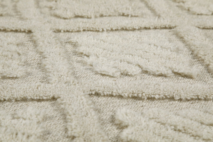 Kurzflor Teppich Rund Creme Weiß aus Schurwolle "Hamptons SEVENTEEN" WECONhome