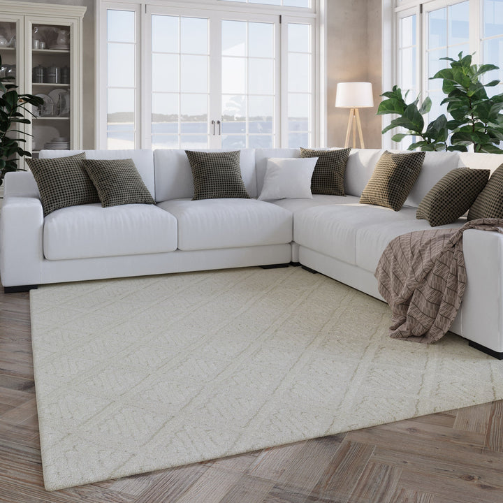 Kurzflor Teppich Creme Weiß aus Schurwolle "Hamptons SEVENTEEN" WECONhome