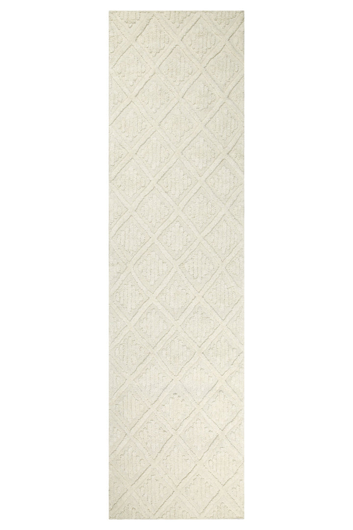 Kurzflor Teppich Creme Weiß aus Schurwolle "Hamptons SEVENTEEN" WECONhome