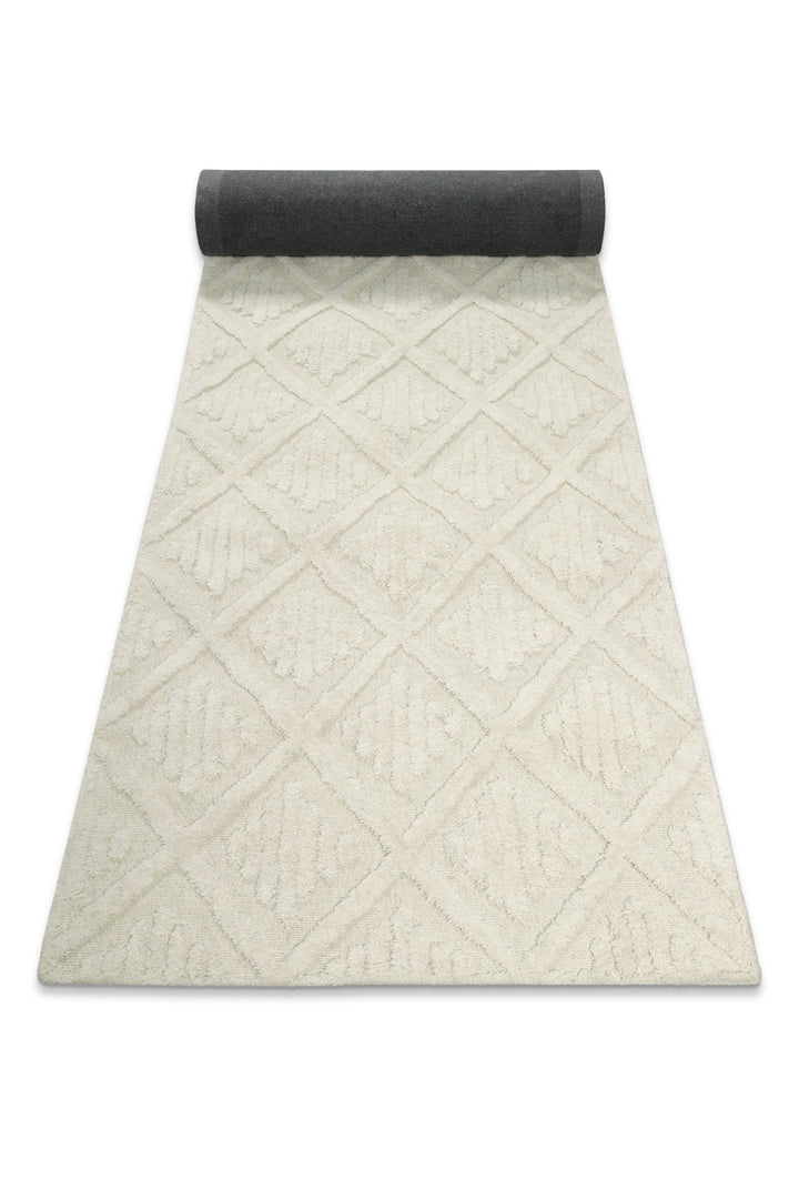 Kurzflor Teppich Creme Weiß aus Schurwolle "Hamptons SEVENTEEN" WECONhome