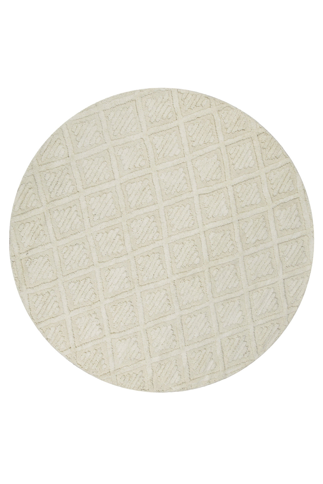Kurzflor Teppich Rund Creme Weiß aus Schurwolle "Hamptons SEVENTEEN" WECONhome