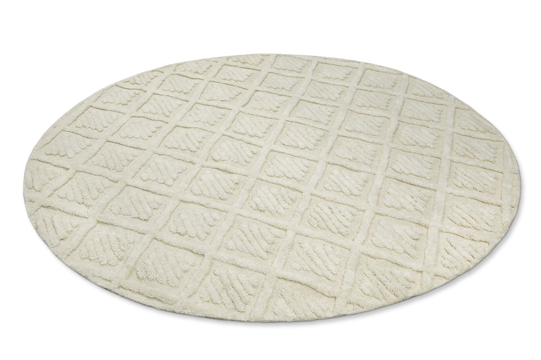 Kurzflor Teppich Rund Creme Weiß aus Schurwolle "Hamptons SEVENTEEN" WECONhome