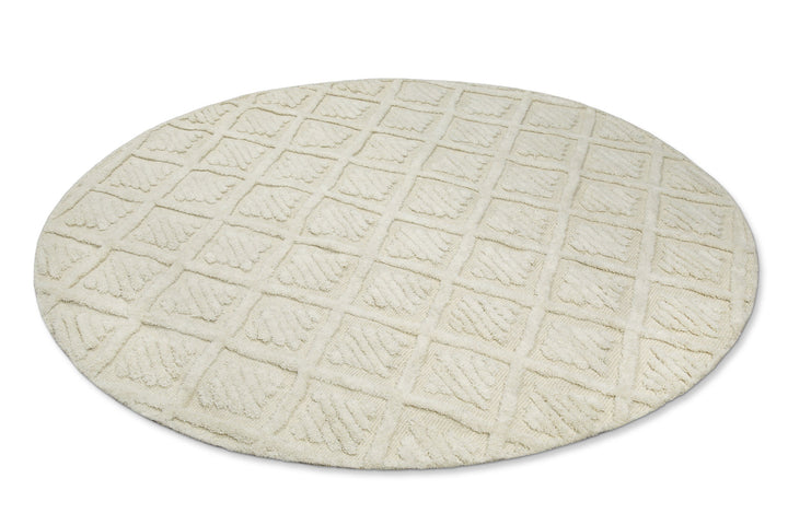 Kurzflor Teppich Rund Creme Weiß aus Schurwolle "Hamptons SEVENTEEN" WECONhome