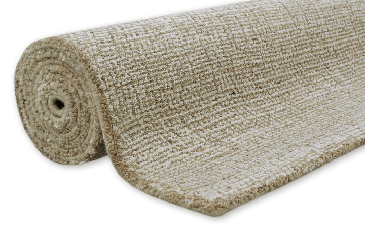 Kurzflor Teppich Sand Beige aus Schurwolle "Hamptons THIRTEEN" WECONhome