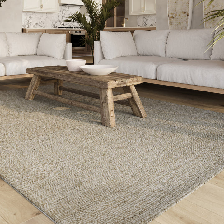 Kurzflor Teppich Sand Beige aus Schurwolle "Hamptons THIRTEEN" WECONhome