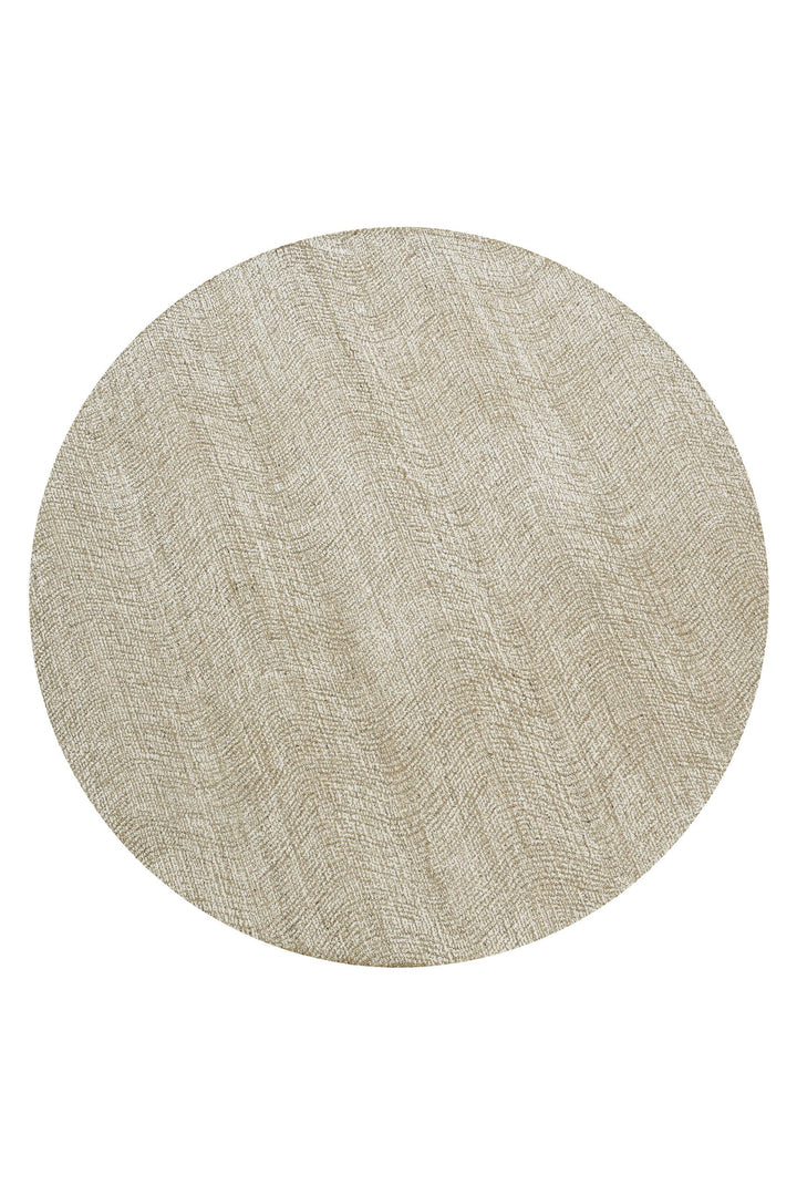 Kurzflor Teppich Rund Sand Beige aus Schurwolle "Hamptons THIRTEEN" WECONhome
