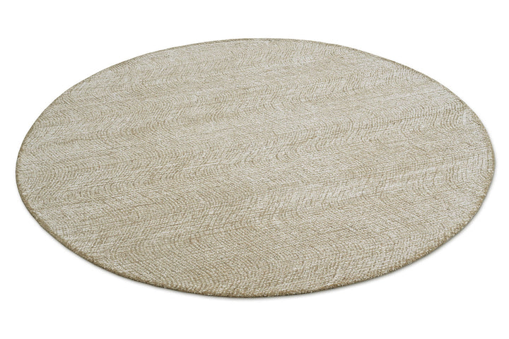 Kurzflor Teppich Rund Sand Beige aus Schurwolle "Hamptons THIRTEEN" WECONhome