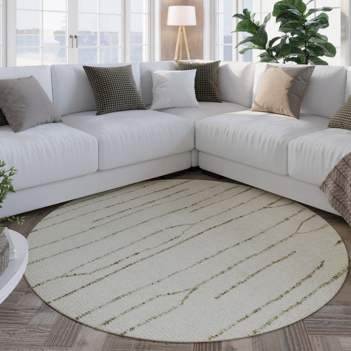 Kurzflor Teppich Rund Creme Weiß "Hamptons THIRTYNINE" WECONhome