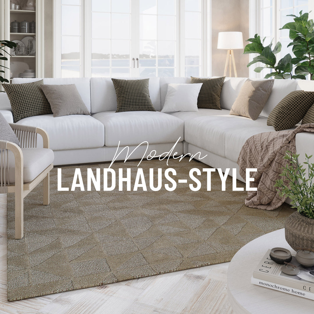 Detail der seitlichen Einfassung des Hamptons THIRTYSEVEN Teppichs mit sauberer Kantenverarbeitung.