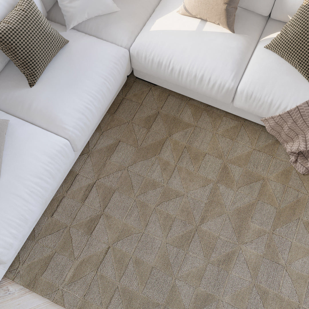 Weitere Perspektive auf den Hamptons THIRTYSEVEN Wohnteppich mit natürlichem Licht und klarer Musterwirkung.