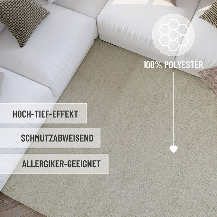 Nahaufnahme der Randverarbeitung des Hamptons THIRTYTWO Teppichs mit präziser Naht und hochwertigem Abschluss.