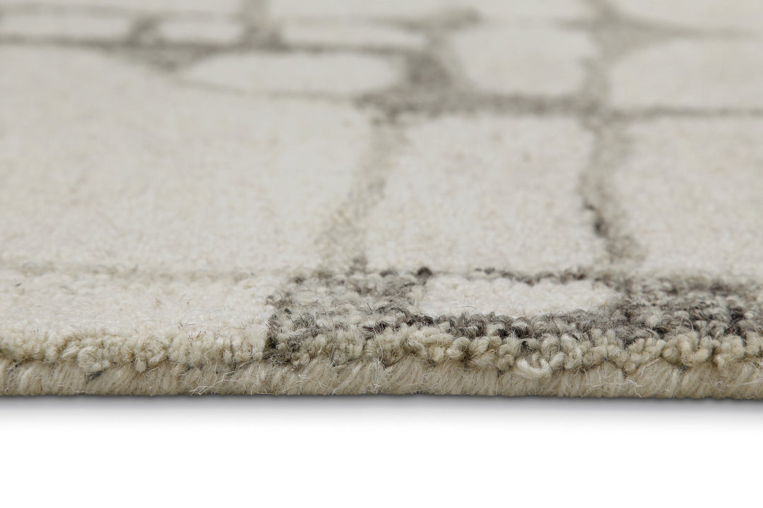 Kurzflor Teppich Rund Creme Weiß aus Schurwolle "Hamptons TWELVE" WECONhome