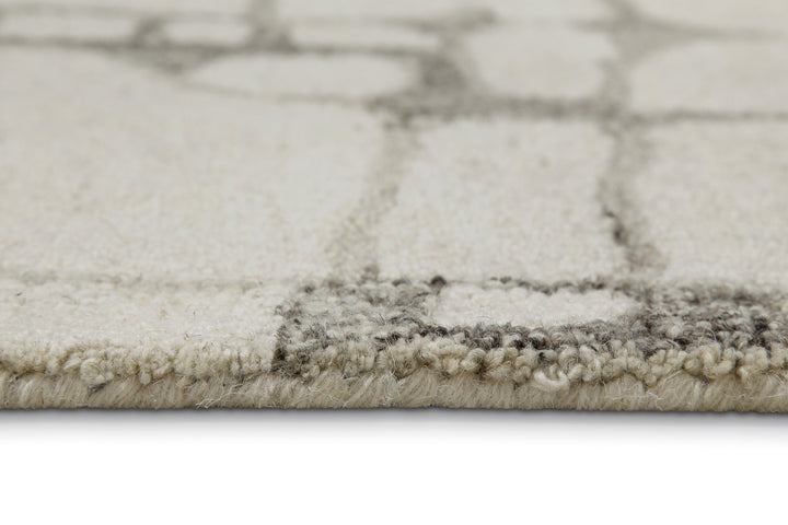 Kurzflor Teppich Rund Creme Weiß aus Schurwolle "Hamptons TWELVE" WECONhome