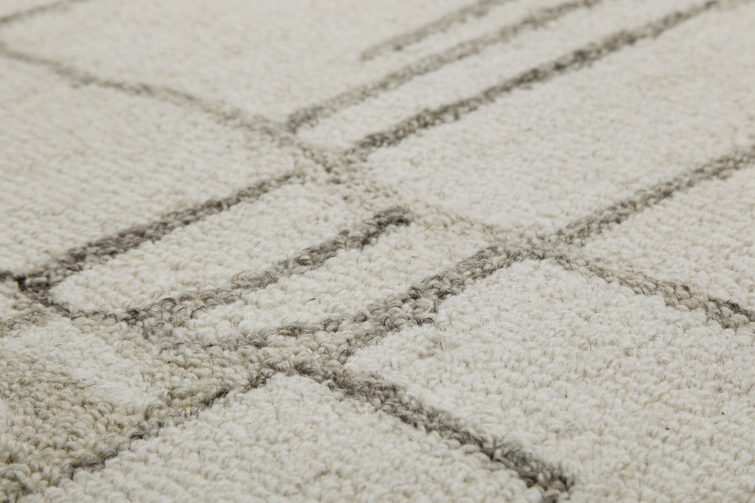 Kurzflor Teppich Creme Weiß aus Schurwolle "Hamptons TWELVE" WECONhome