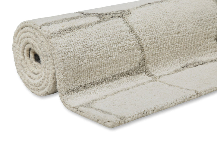 Kurzflor Teppich Creme Weiß aus Schurwolle "Hamptons TWELVE" WECONhome