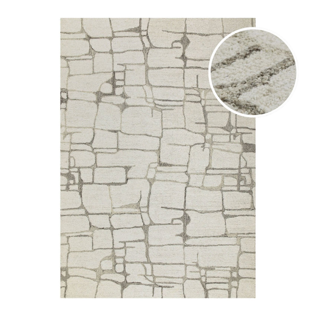 Kurzflor Teppich Creme Weiß aus Schurwolle "Hamptons TWELVE" WECONhome