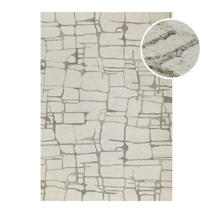 Kurzflor Teppich Creme Weiß aus Schurwolle "Hamptons TWELVE" WECONhome