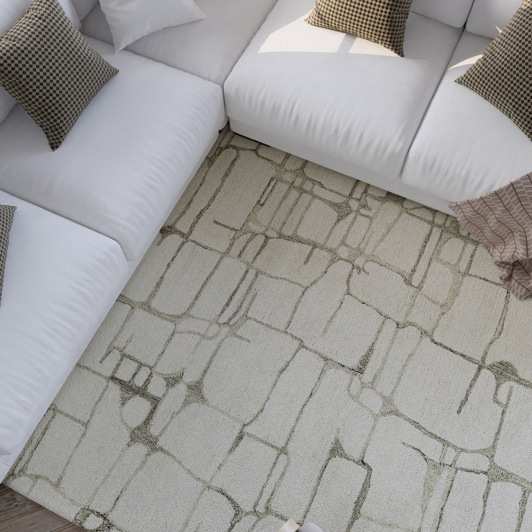 Kurzflor Teppich Creme Weiß aus Schurwolle "Hamptons TWELVE" WECONhome