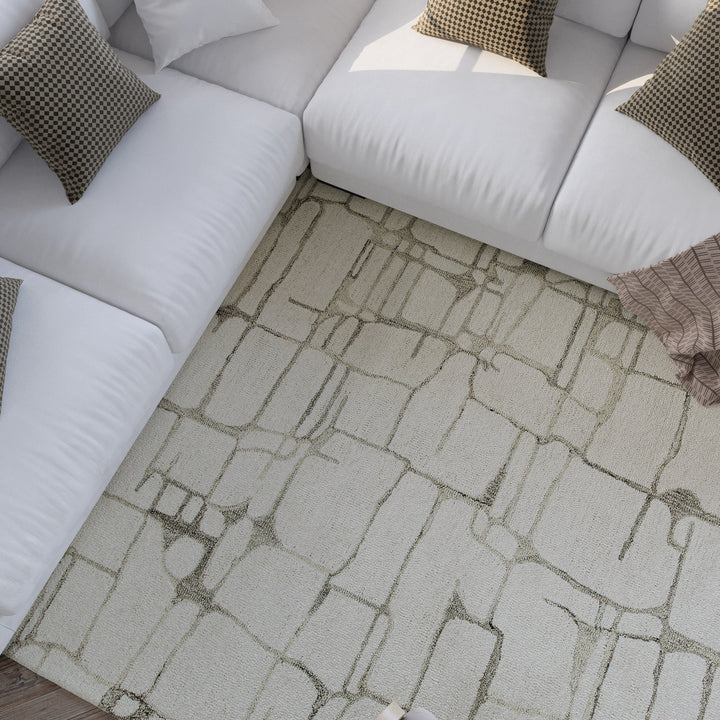 Kurzflor Teppich Creme Weiß aus Schurwolle "Hamptons TWELVE" WECONhome