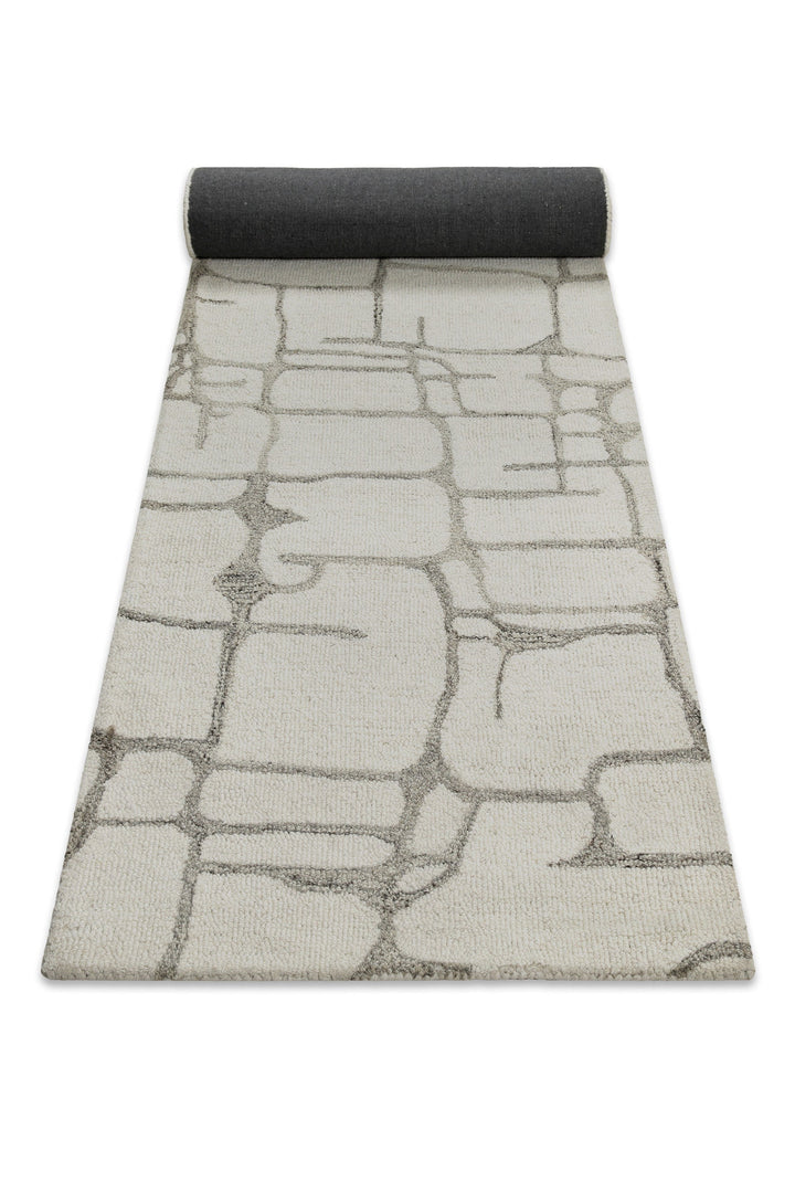 Kurzflor Teppich Creme Weiß aus Schurwolle "Hamptons TWELVE" WECONhome