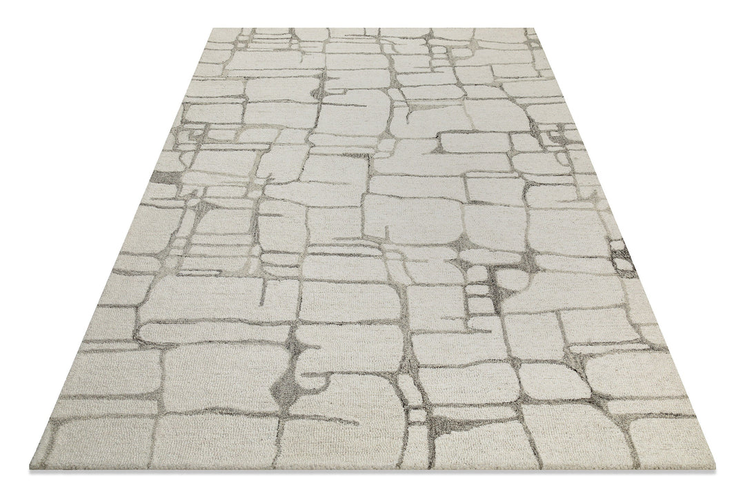 Kurzflor Teppich Creme Weiß aus Schurwolle "Hamptons TWELVE" WECONhome