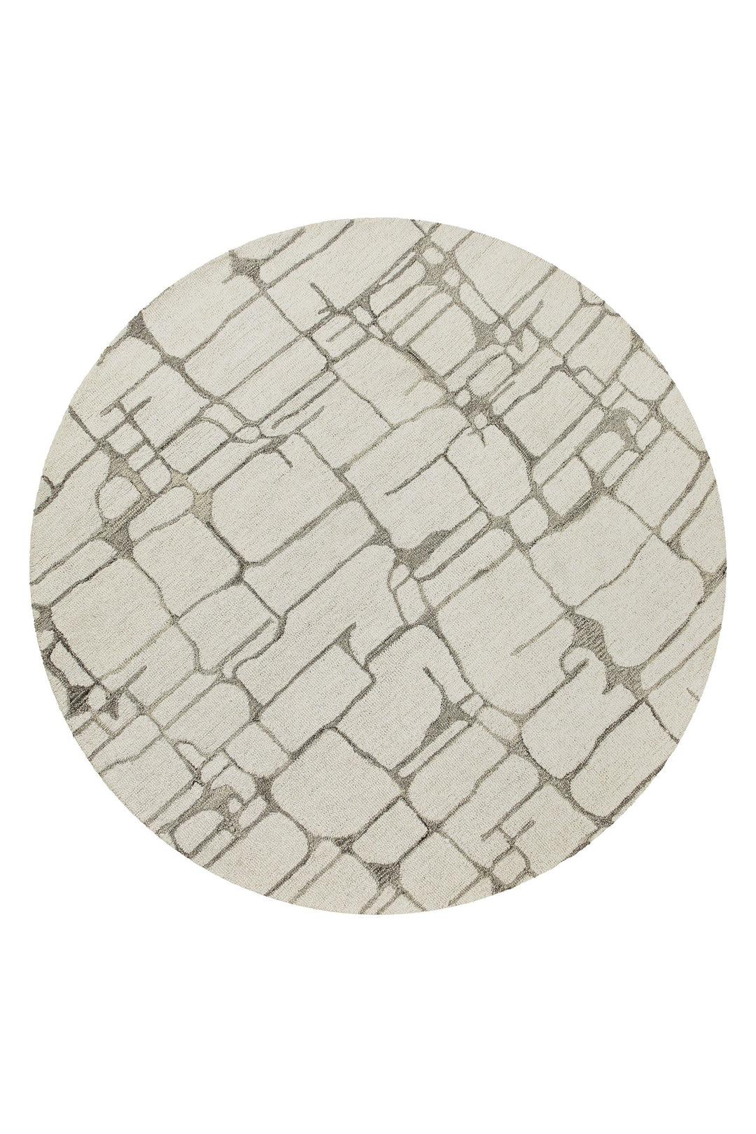 Kurzflor Teppich Rund Creme Weiß aus Schurwolle "Hamptons TWELVE" WECONhome